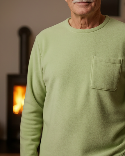 Flauschiger Schlafanzug Herren - Fleece, lang, hellgrün - Ansicht 4