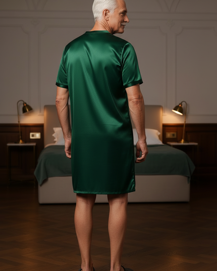 Herren Nachthemden große Größen - Satin, V-Ausschnitt - Ansicht 2