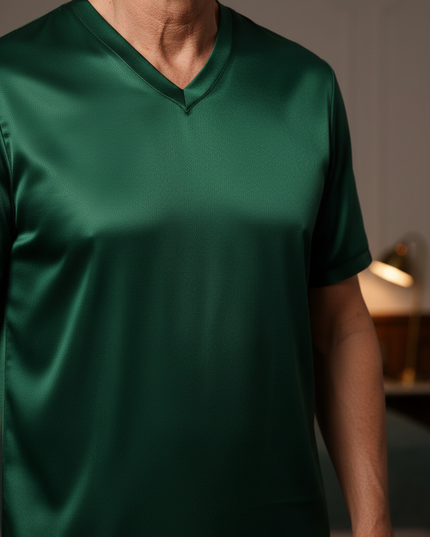Herren Nachthemden große Größen - Satin, V-Ausschnitt - Ansicht 4
