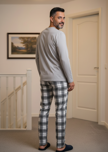 Herren Pyjama 3XL: Langarm mit Rundhalsausschnitt - Ansicht 1