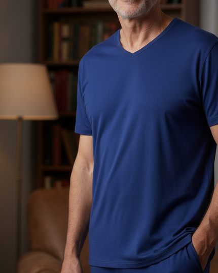 Herren Schlafanzug 6XL - Kurzarm mit V-Ausschnitt - Ansicht 4