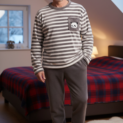 Lustiger Schlafanzug mit Panda-Motiv für Herren - Ansicht 1