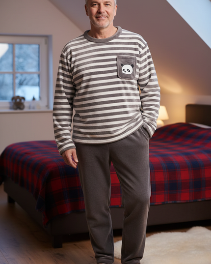Lustiger Schlafanzug mit Panda-Motiv für Herren - Ansicht 1
