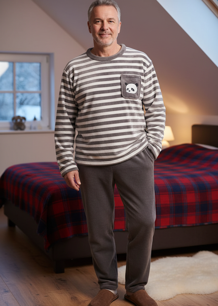 Lustiger Schlafanzug mit Panda-Motiv für Herren - Ansicht 1