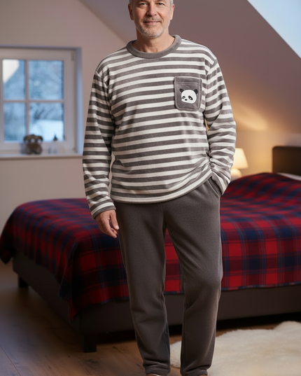 Lustiger Schlafanzug mit Panda-Motiv für Herren - Ansicht 3