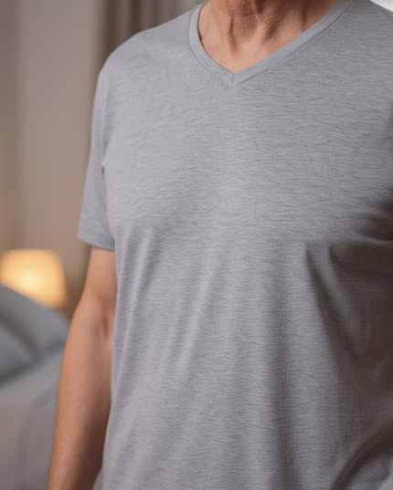 Pyjama Herren 6XL - Hellgrauer Schlafanzug aus Modal - Ansicht 4