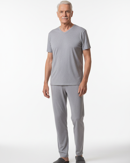 Pyjama Herren 6XL - Hellgrauer Schlafanzug aus Modal - Ansicht 5