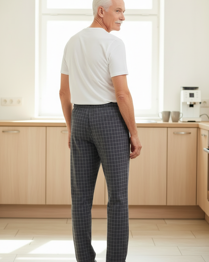 Pyjama Hose Herren Baggy - dunkelgrau kariert - Ansicht 2