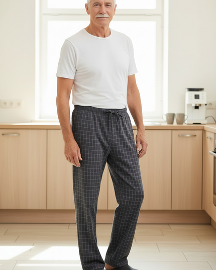 Pyjama Hose Herren Baggy - dunkelgrau kariert - Ansicht 3