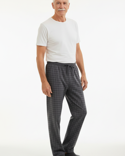 Pyjama Hose Herren Baggy - dunkelgrau kariert - Ansicht 5