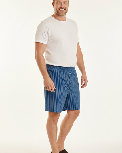 Pyjama Shorts Herren - blau gestreift, kurze Schlafshorts - Ansicht 5