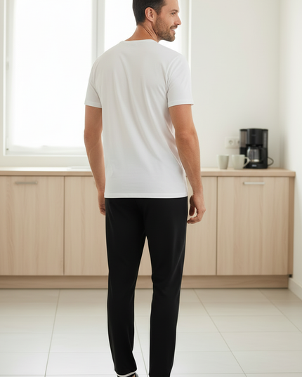 Pyjamahose Herren Schwarz - lang, elastischer Bund - Ansicht 2