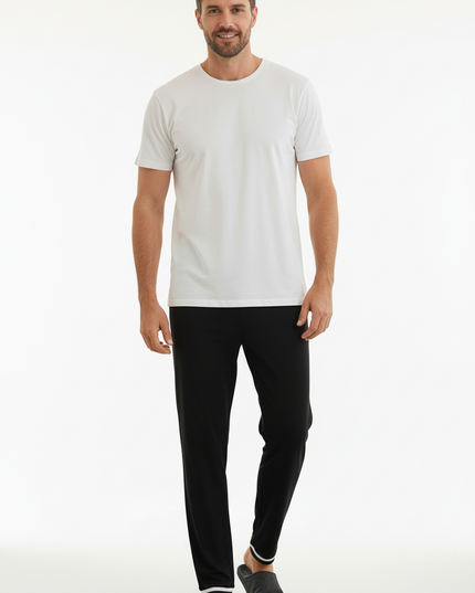 Pyjamahose Herren Schwarz - lang, elastischer Bund - Ansicht 5