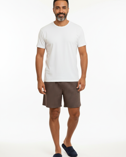 Pyjamashorts Herren - kurze Baumwollhose mit Nadelstreifen - Ansicht 5