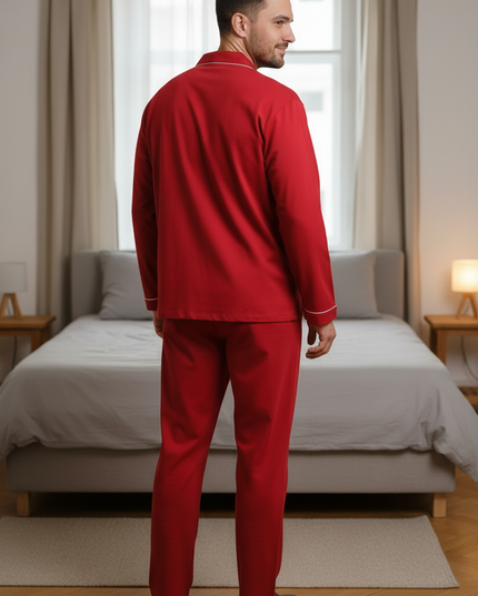 Schlafanzug Herren 7XL - roter Baumwoll-Schlafanzug - Ansicht 2