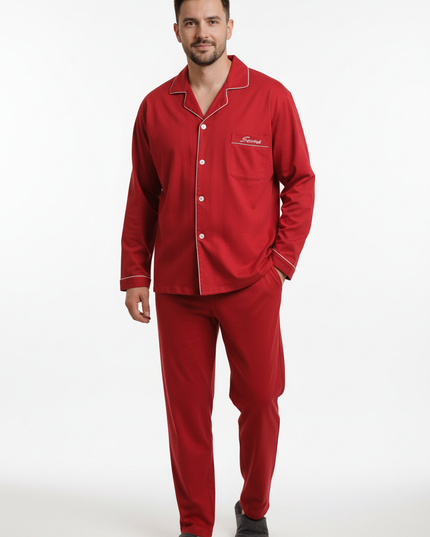 Schlafanzug Herren 7XL - roter Baumwoll-Schlafanzug - Ansicht 5