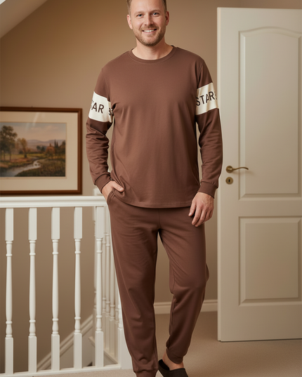 Schlafanzug Herren lang Baumwolle mit Bündchen - Bequem & - Ansicht 3