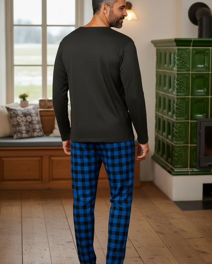 Schlafanzug Winter: dickes Langarm-Modell mit Karo-Hose - Ansicht 2