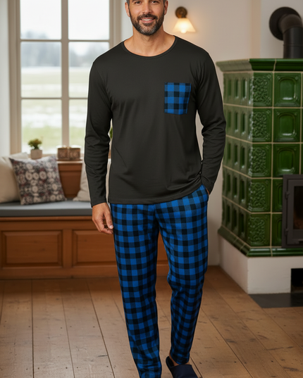 Schlafanzug Winter: dickes Langarm-Modell mit Karo-Hose - Ansicht 3