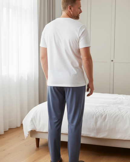 Schlafanzughose Schlafshort Herren | Blaugrau lang - Ansicht 2