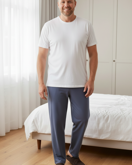 Schlafanzughose Schlafshort Herren | Blaugrau lang - Ansicht 3