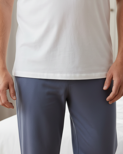 Schlafanzughose Schlafshort Herren | Blaugrau lang - Ansicht 4
