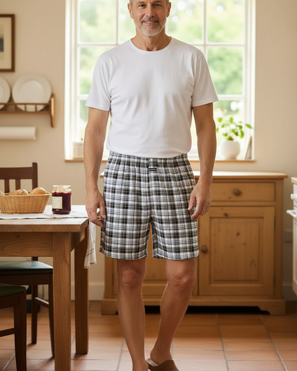 Schlafshorts Herren - kurze karierte Pyjamahose - Ansicht 1