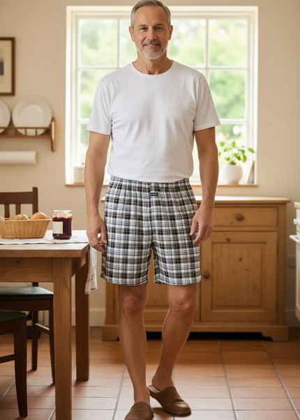 Schlafshorts Herren - kurze karierte Pyjamahose - Ansicht 1