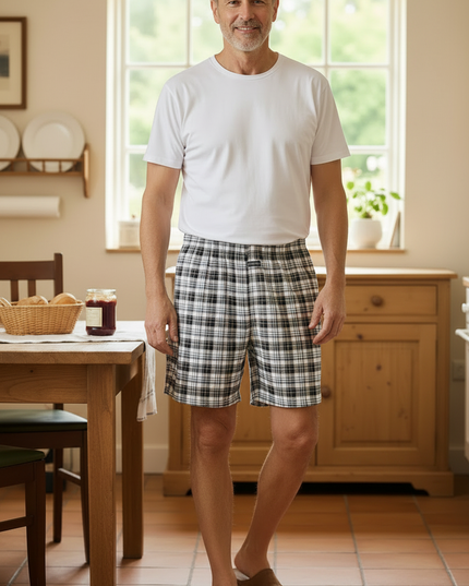Schlafshorts Herren - kurze karierte Pyjamahose - Ansicht 3